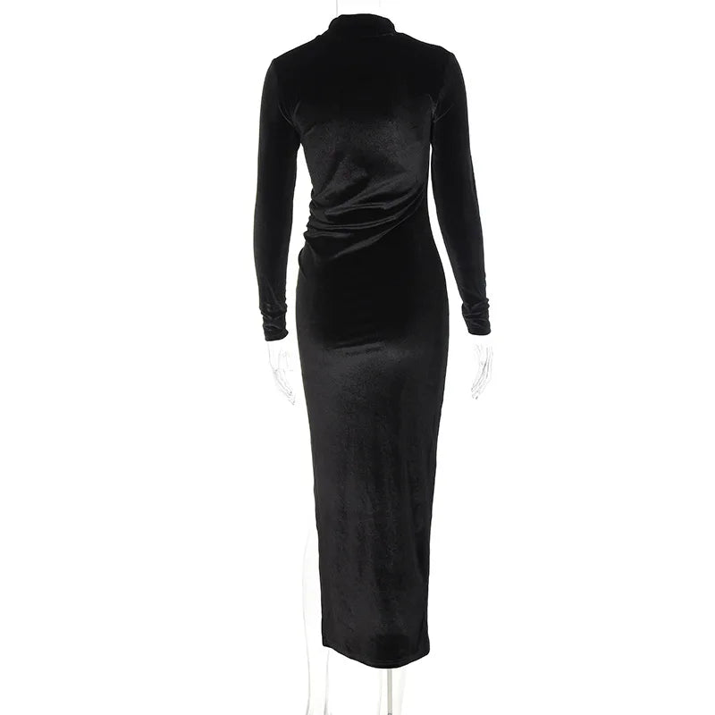 Dozw Velvet Midi Dress For Winter Warmth