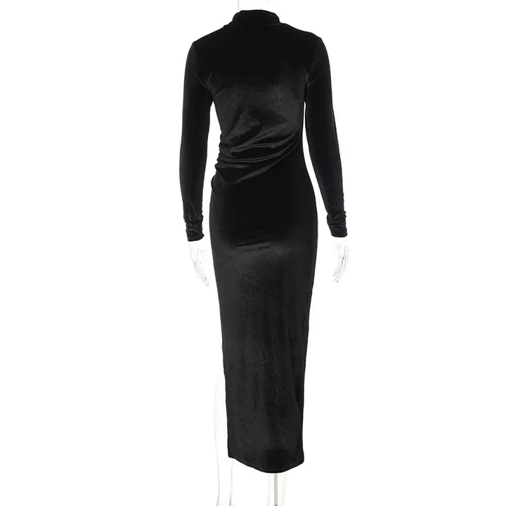 Dozw Velvet Midi Dress For Winter Warmth