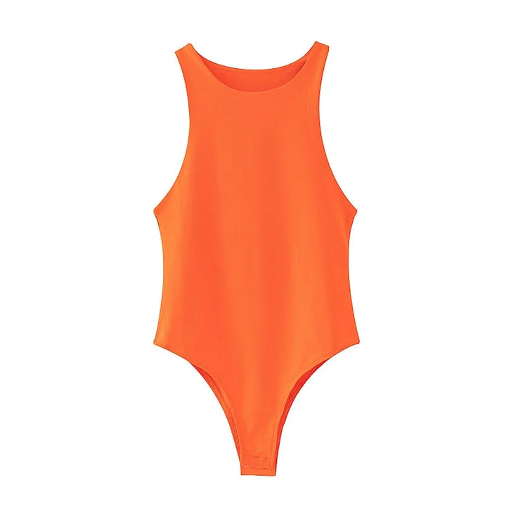 Summer Solid Bodycon Bodysuit For Women Green