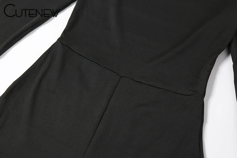 Cute New Women Black Wide Leg Jumpsuit For Autumn