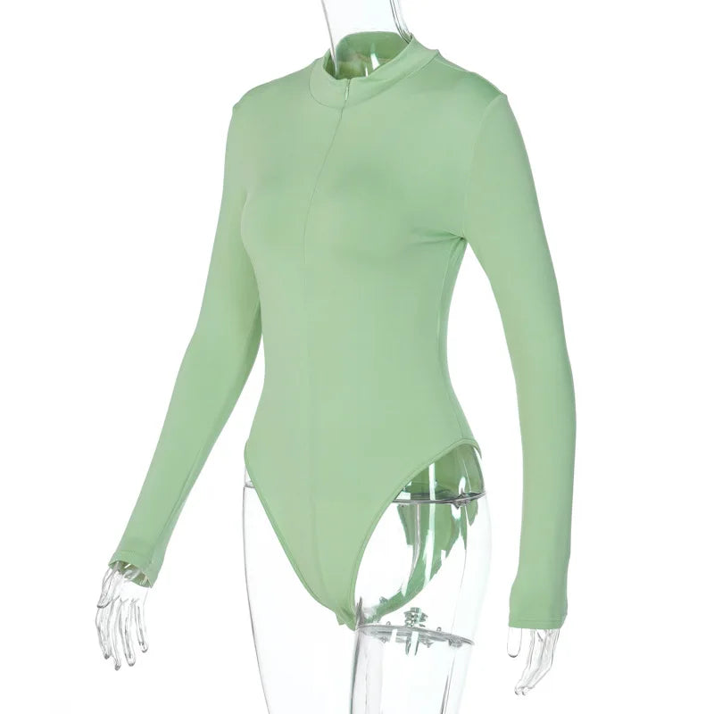 Grosfairy Women Mock Neck Long Sleeve Slim Fit