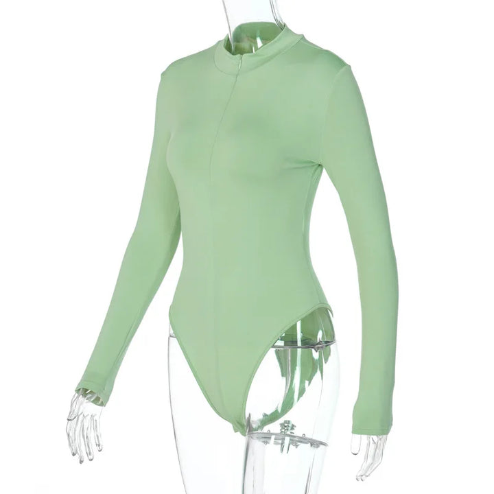 Grosfairy Women Mock Neck Long Sleeve Slim Fit