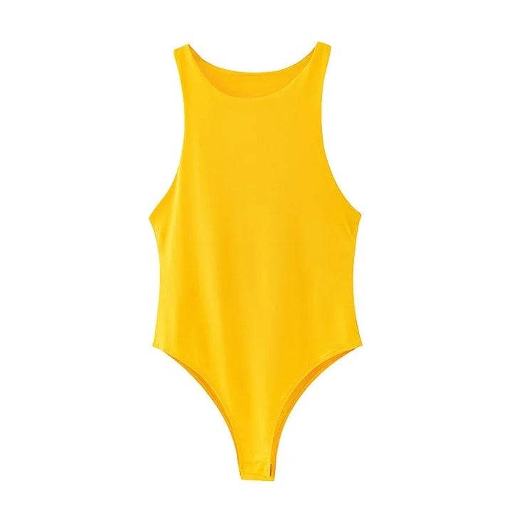 Summer Solid Bodycon Bodysuit For Women Green