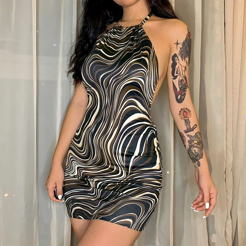 Sexy Bodycon Backless Spaghetti Straps Mini Dress