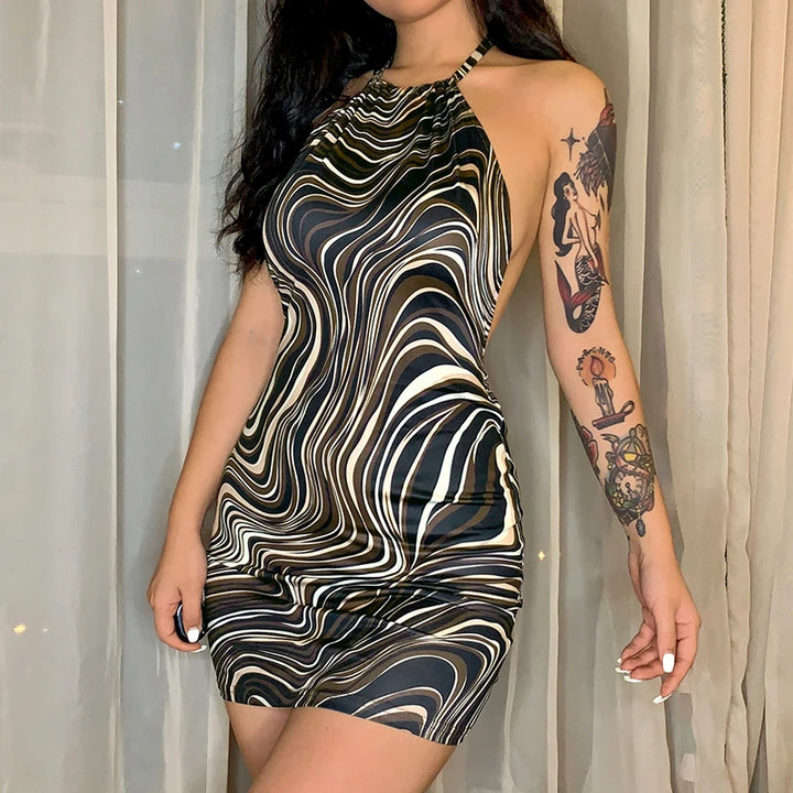 Sexy Bodycon Backless Spaghetti Straps Mini Dress