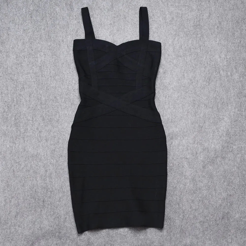 BEAUKEY Blue Spaghetti Strap Women Mini Bandage Dress Bodycon Sexy Above Knee Length Bodycon Party Club Dress XL Classic Vestido