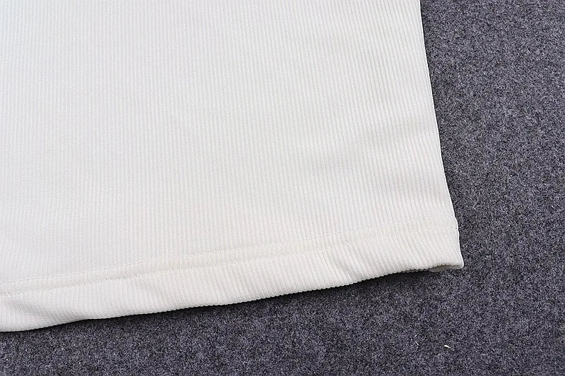 Dozw Women White Ribbed Knit Halter Top For Summer