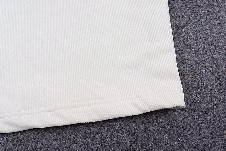 Dozw Women White Ribbed Knit Halter Top For Summer