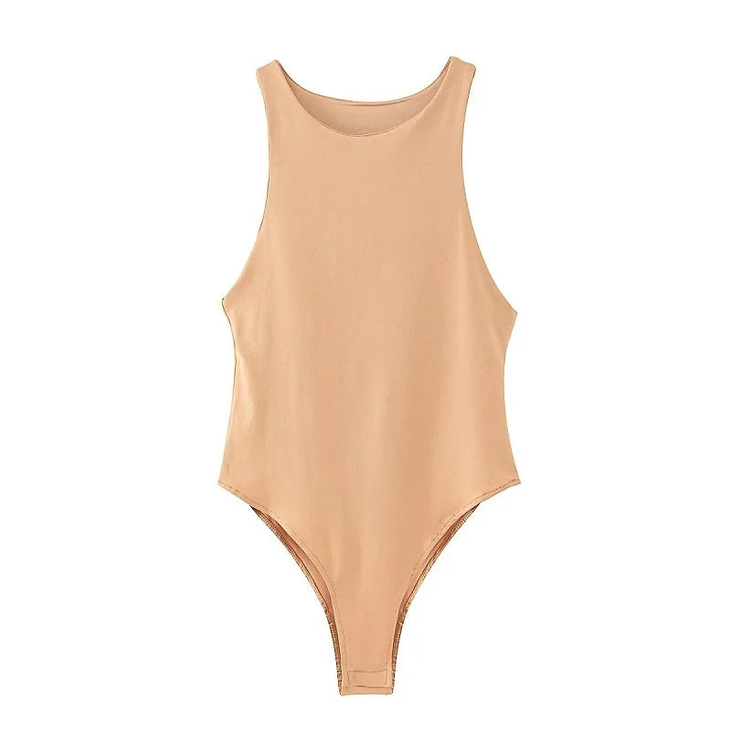 Summer Solid Bodycon Bodysuit For Women Green