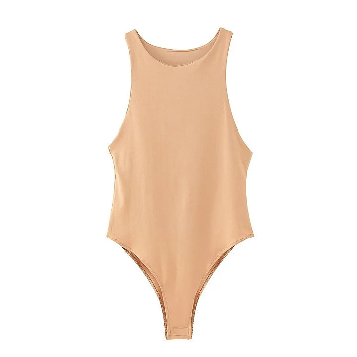 Summer Solid Bodycon Bodysuit For Women Green