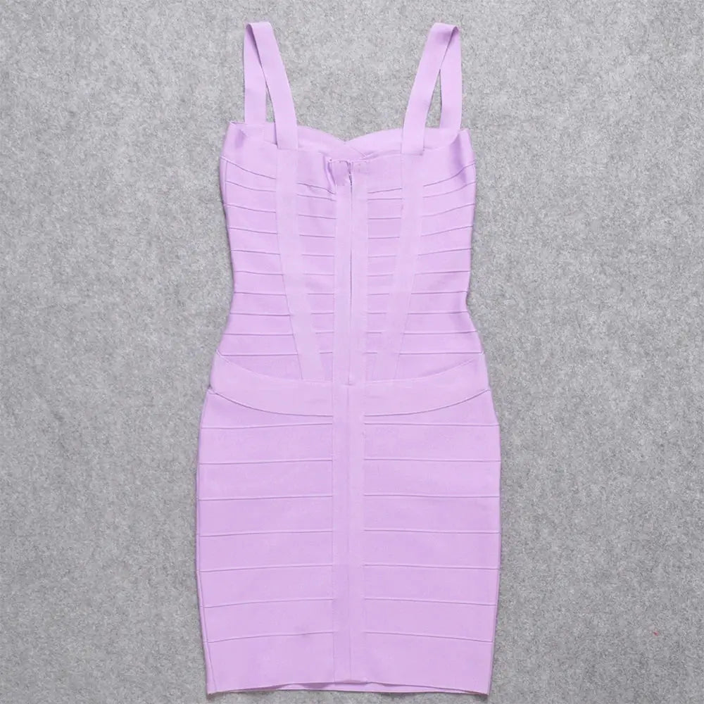 BEAUKEY Blue Spaghetti Strap Women Mini Bandage Dress Bodycon Sexy Above Knee Length Bodycon Party Club Dress XL Classic Vestido
