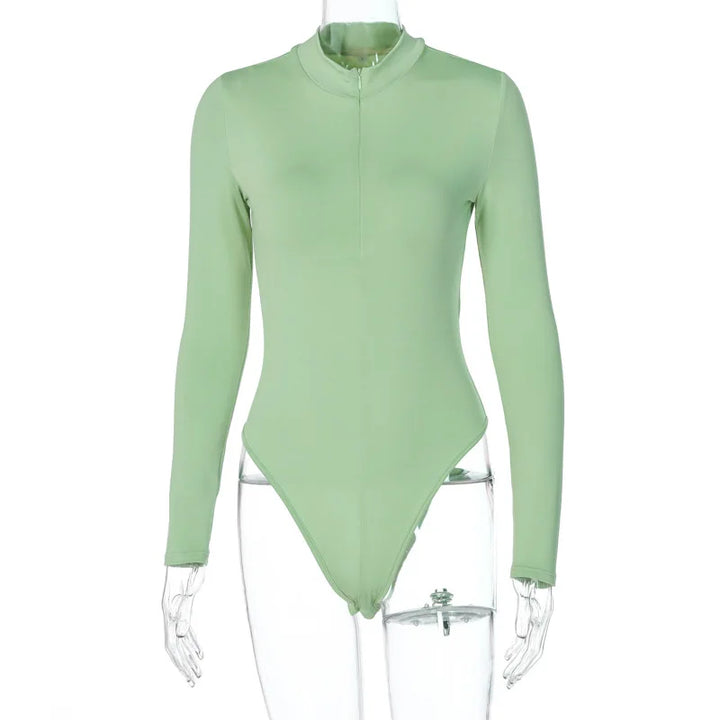 Grosfairy Women Mock Neck Long Sleeve Slim Fit
