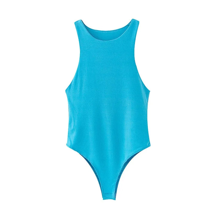 Summer Solid Bodycon Bodysuit For Women Green