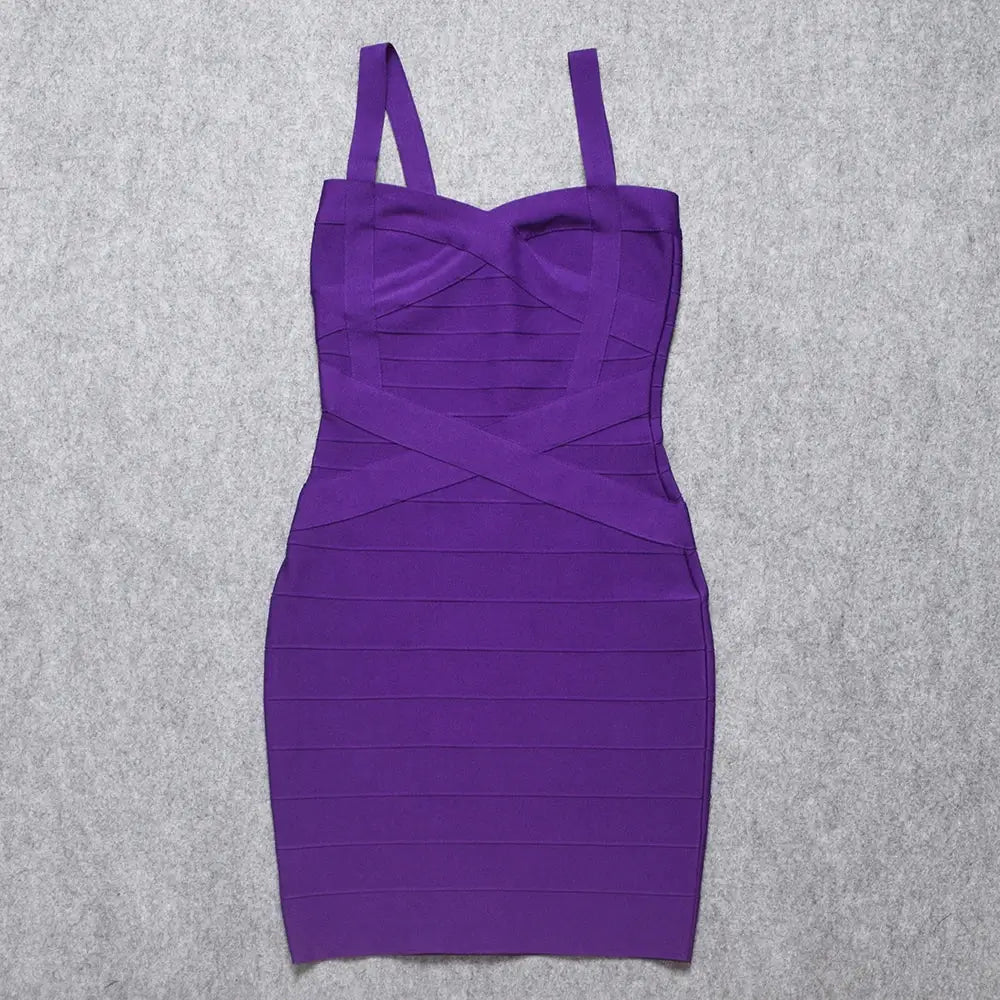 BEAUKEY Blue Spaghetti Strap Women Mini Bandage Dress Bodycon Sexy Above Knee Length Bodycon Party Club Dress XL Classic Vestido