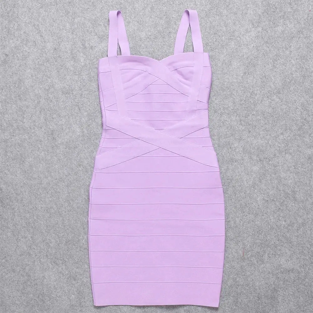 BEAUKEY Blue Spaghetti Strap Women Mini Bandage Dress Bodycon Sexy Above Knee Length Bodycon Party Club Dress XL Classic Vestido