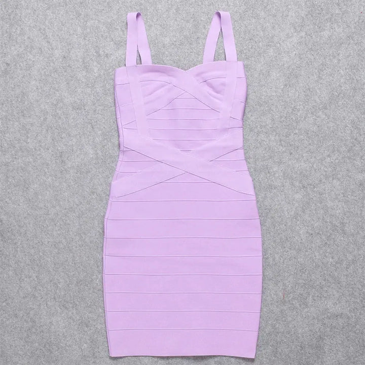 BEAUKEY Blue Spaghetti Strap Women Mini Bandage Dress Bodycon Sexy Above Knee Length Bodycon Party Club Dress XL Classic Vestido