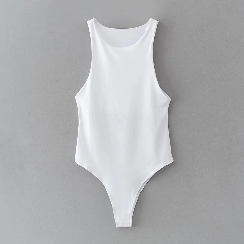 Summer Solid Bodycon Bodysuit For Women Green