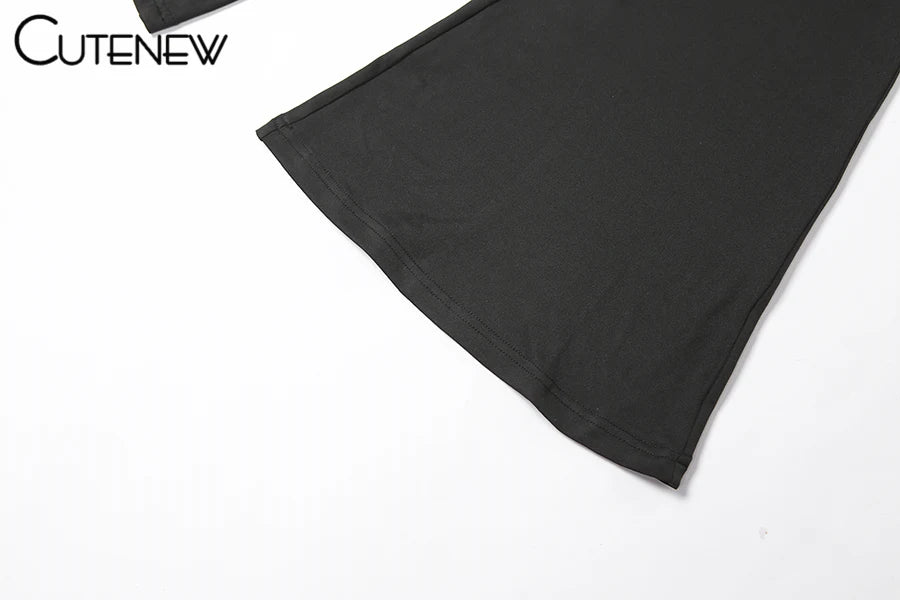 Cute New Women Black Wide Leg Jumpsuit For Autumn