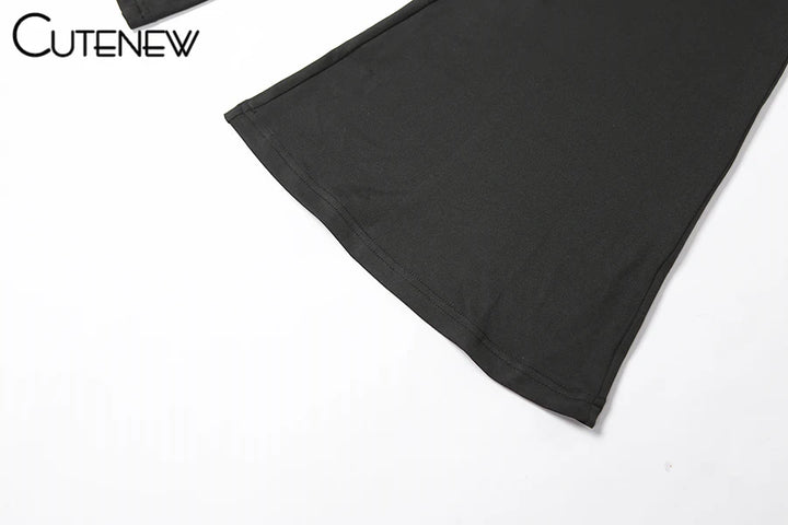 Cute New Women Black Wide Leg Jumpsuit For Autumn