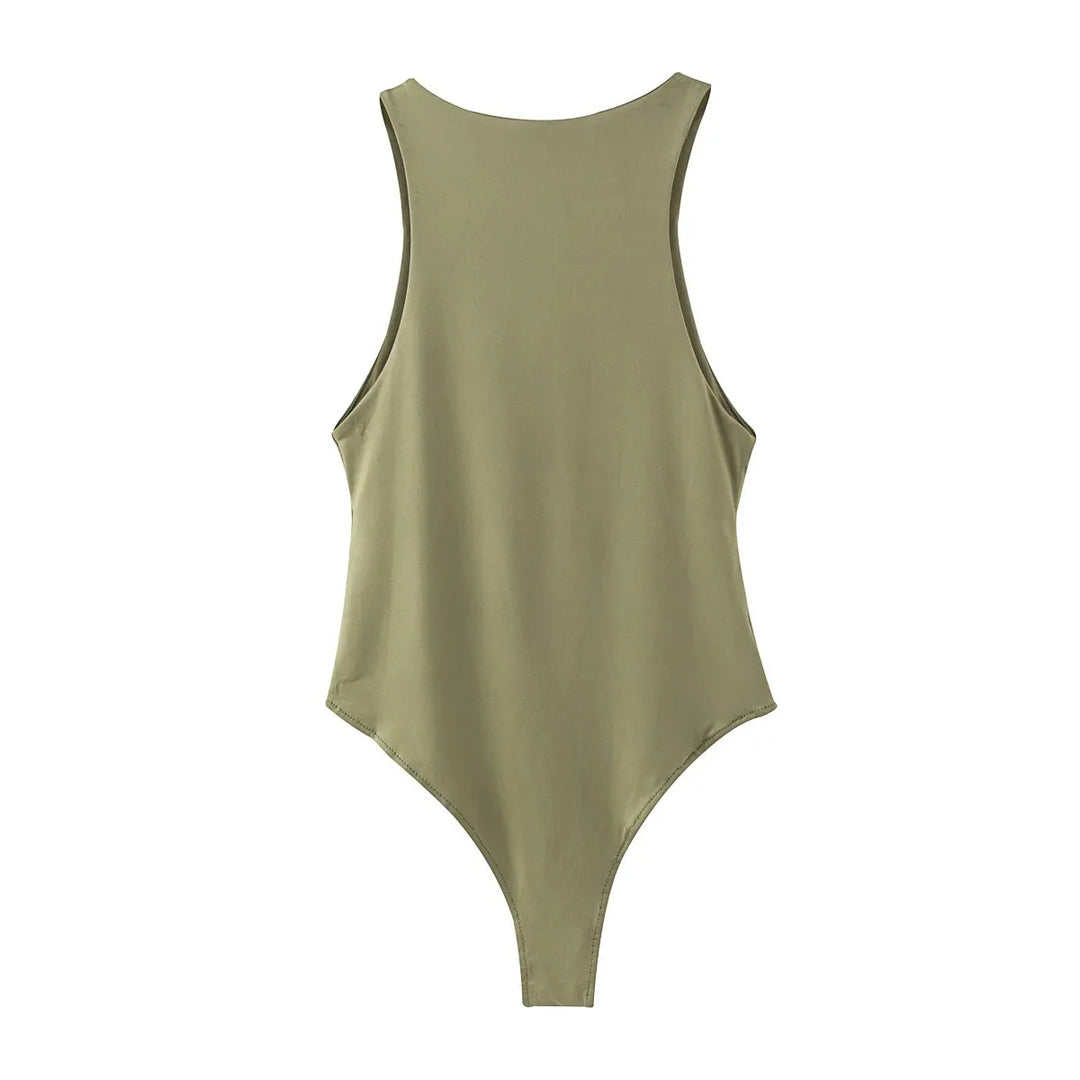 Premium Green Summer Slim Fit Stretch Bodysuit