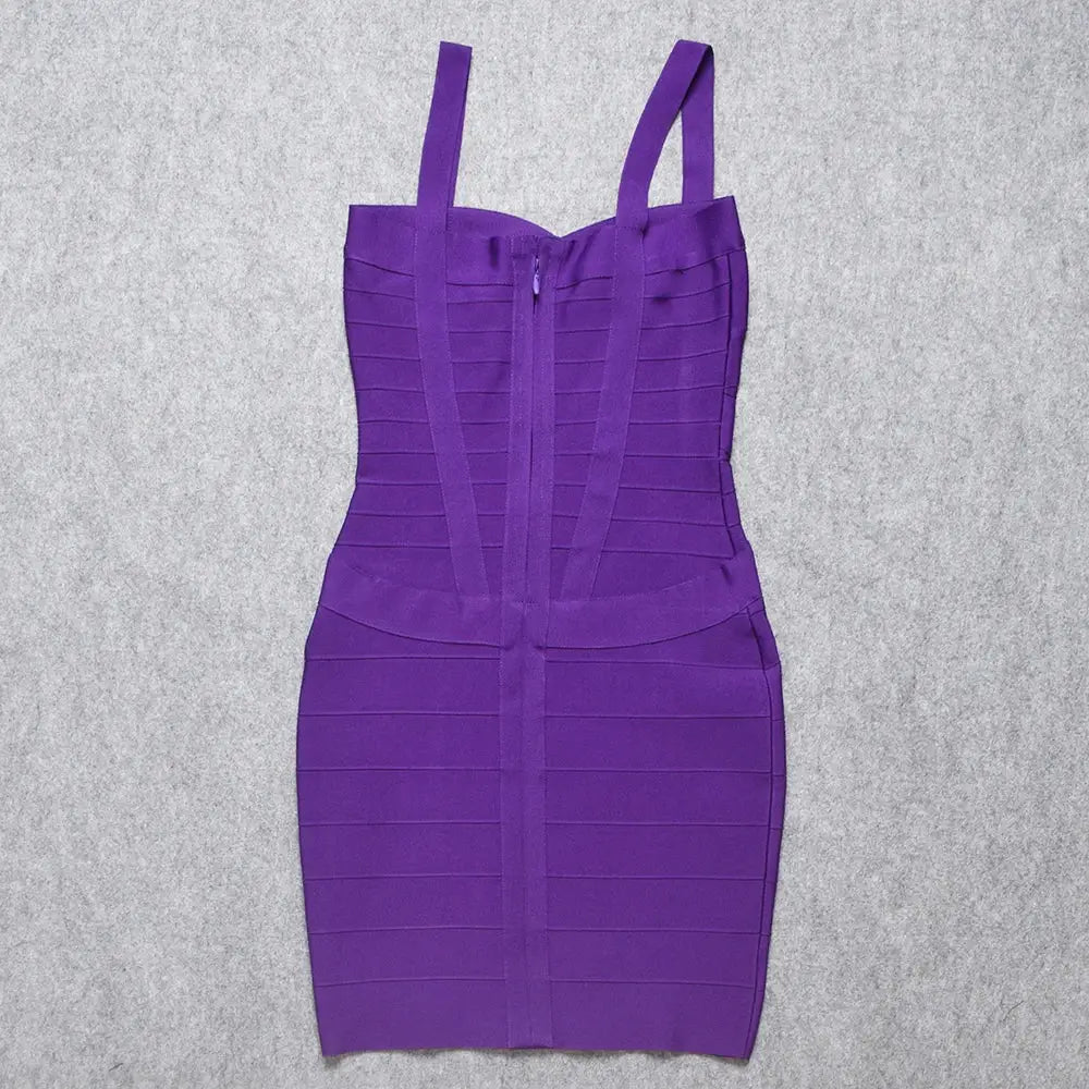 BEAUKEY Blue Spaghetti Strap Women Mini Bandage Dress Bodycon Sexy Above Knee Length Bodycon Party Club Dress XL Classic Vestido