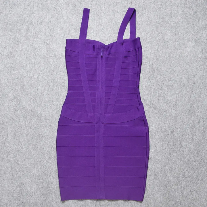 BEAUKEY Blue Spaghetti Strap Women Mini Bandage Dress Bodycon Sexy Above Knee Length Bodycon Party Club Dress XL Classic Vestido