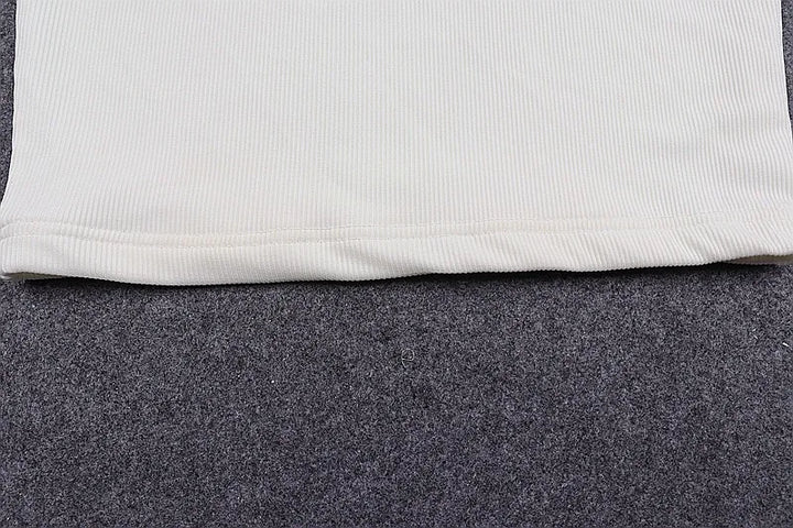 Dozw Women White Ribbed Knit Halter Top For Summer