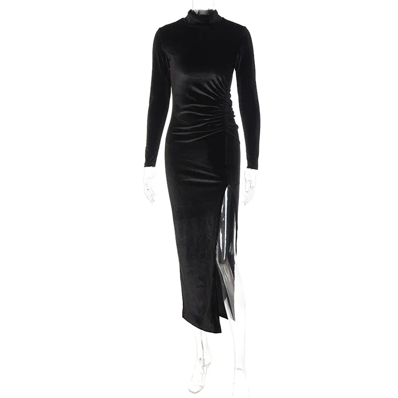 Dozw Velvet Midi Dress For Winter Warmth