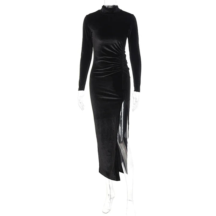 Dozw Velvet Midi Dress For Winter Warmth