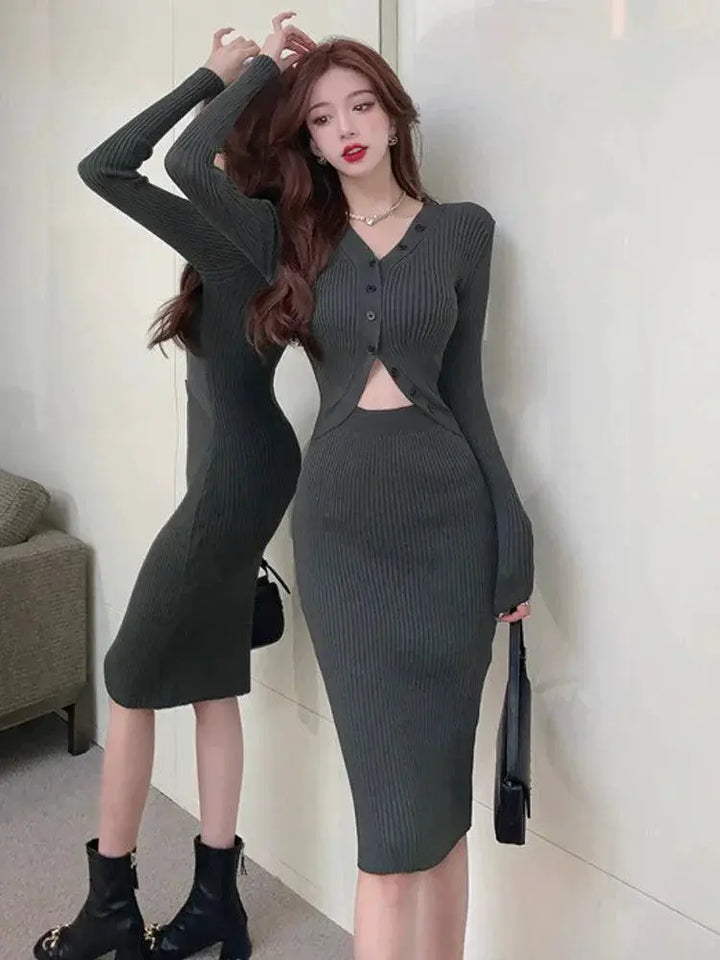 Sneaky Design Bodycon Dress Fake Two Piece Style Statement