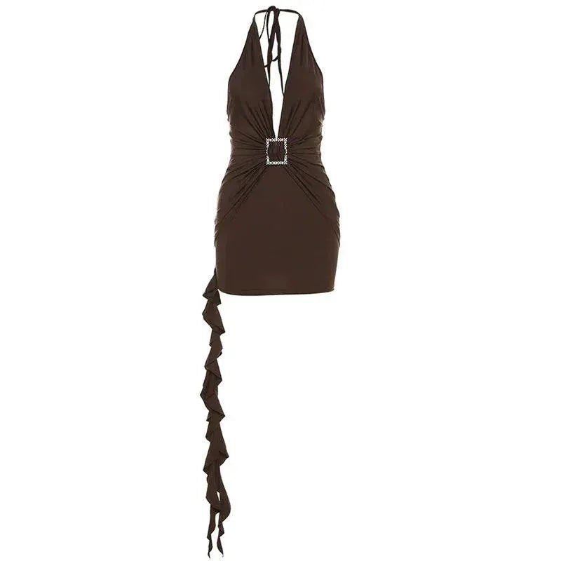 Kliou Bodycon Dress Summer Waist Trimming Chic Style