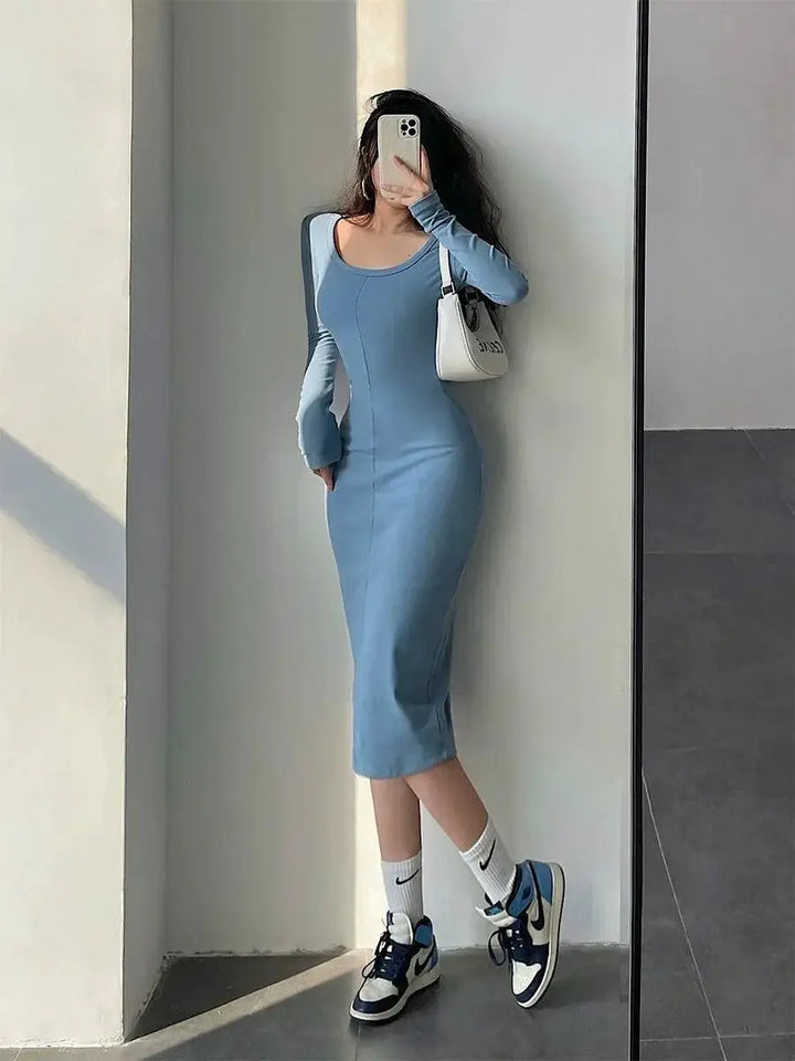 Elegant Bodycon Midi Dress For Evening Fashion Statement