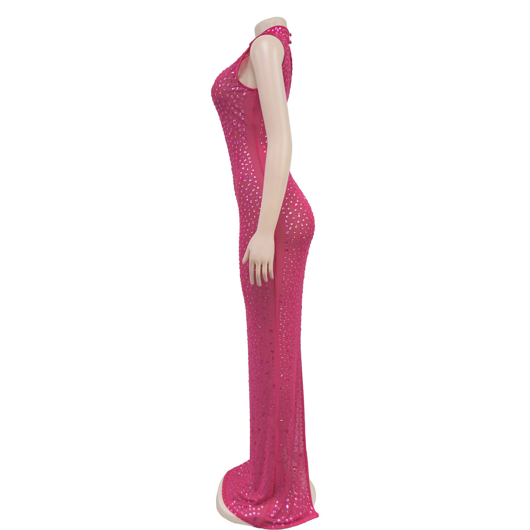 Luxury Rhinestone Maxi Evening Dress For Prom