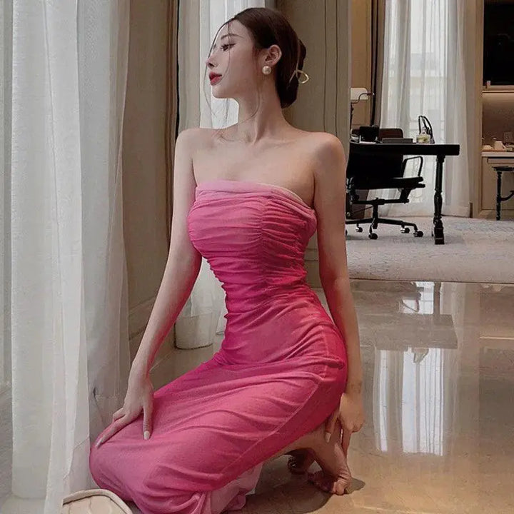 Off Shoulder Gradient Bodycon Dress Summer Chic Elegance