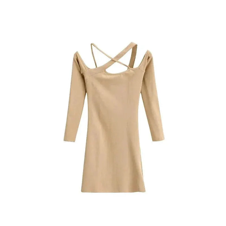 Spring Glamour Halterneck Bodycon Dress Cold Shoulder