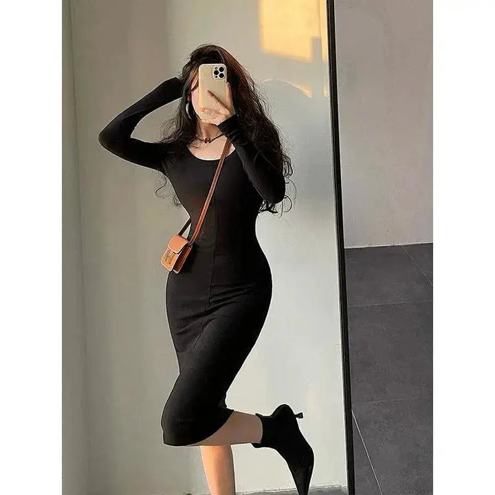 Elegant Bodycon Midi Dress For Evening Fashion Statement