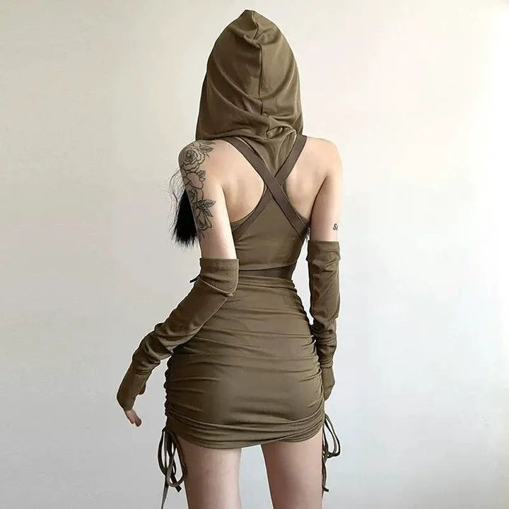 Dune Breeze Patchwork Bodycon Dress Sustainable Style