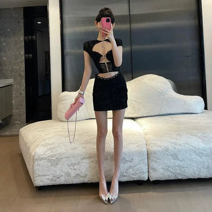 Desire Lace Skirt Bodycon Dress Elegant Alluring Style