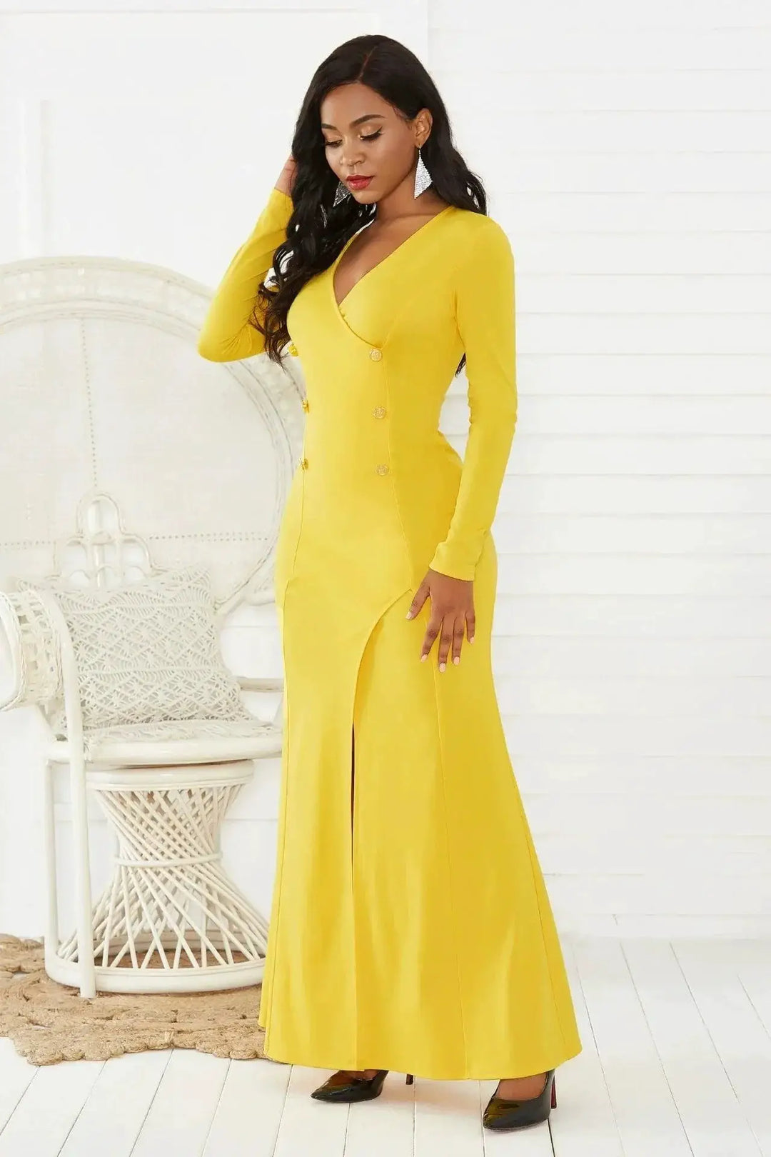 Glam V Neck Bodycon Dress For Women Party Club Outfit