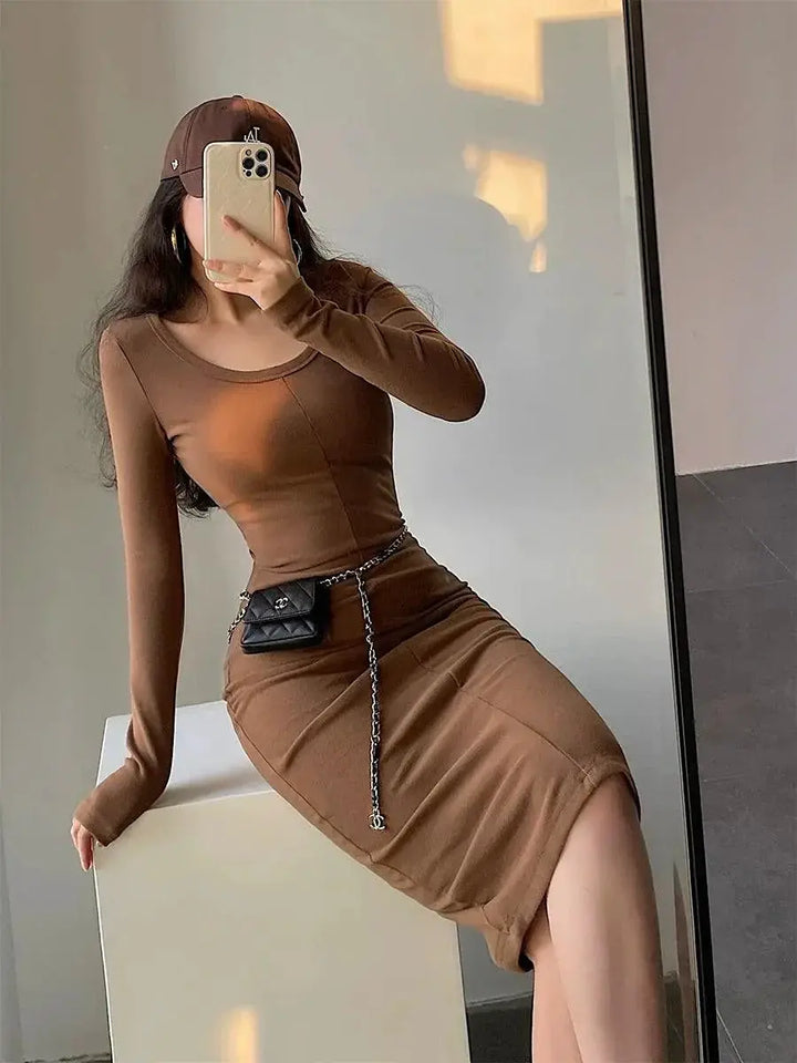 Elegant Bodycon Midi Dress For Evening Fashion Statement
