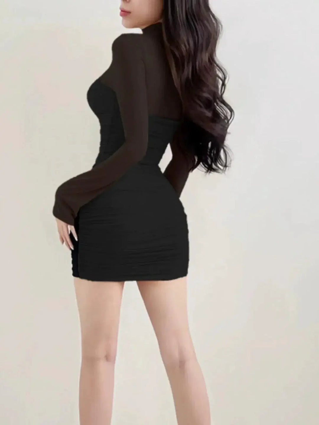 Instahot Turtleneck Patchwork Dress Korean Elegance Fall