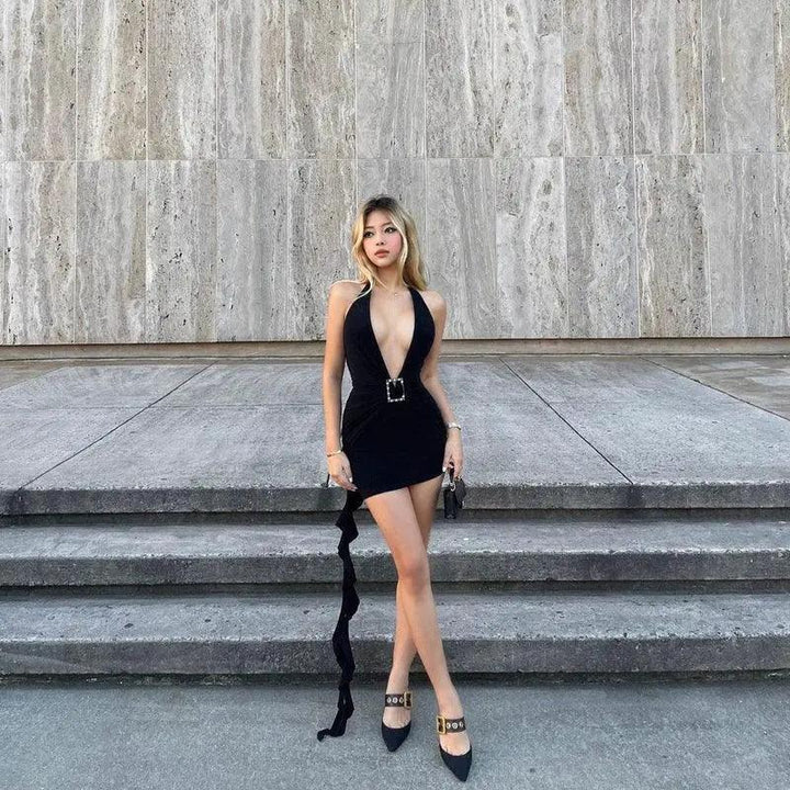 Kliou Bodycon Dress Summer Waist Trimming Chic Style