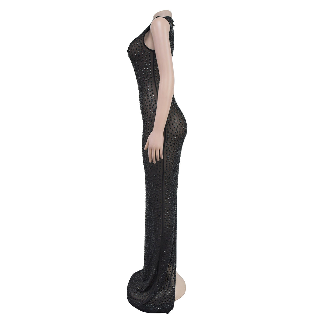 Luxury Rhinestone Maxi Evening Dress For Prom