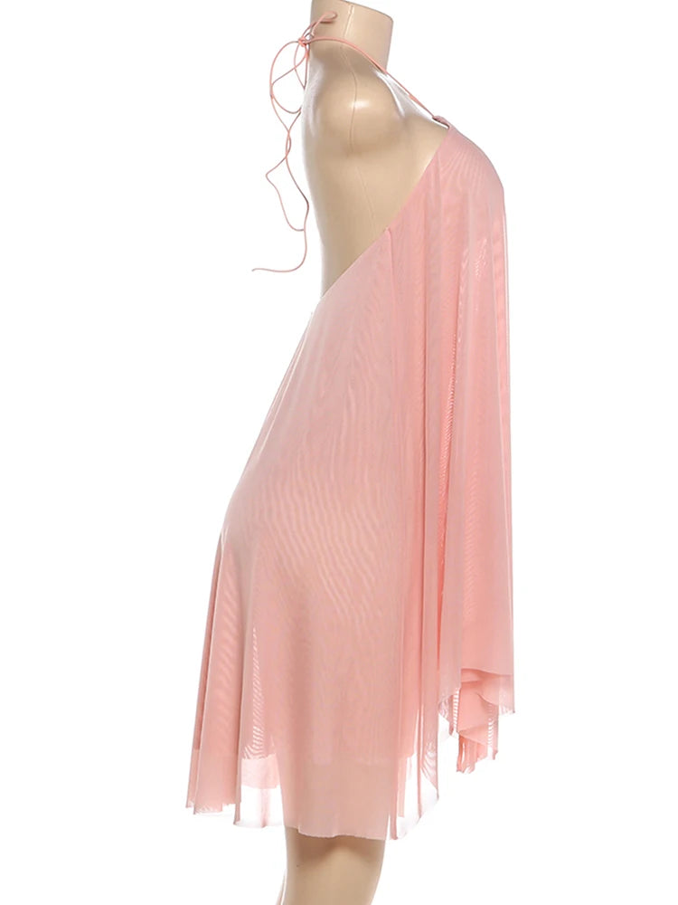 Y2K Mini Dress Tiered Backless Elegant Style