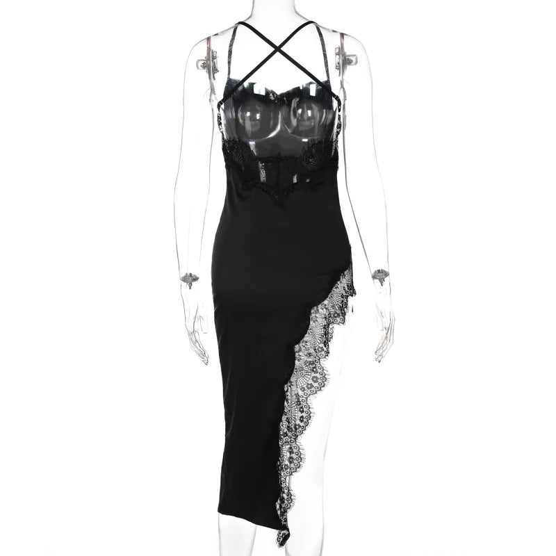 Exclusive Black Satin Midi Sheath Dress For Summer