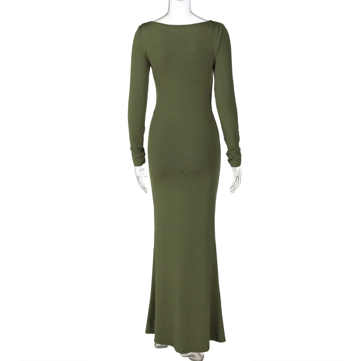 Hugcitar Premium Ruche Maxi Dress For Autumn