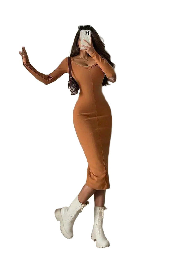 Elegant Bodycon Midi Dress For Evening Fashion Statement