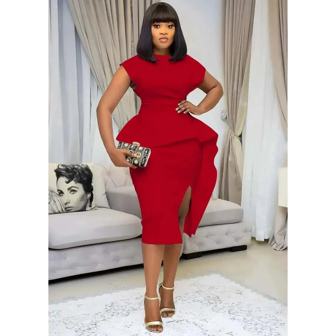African Inspired Backless Peplum Bodycon Dress Party Outfit