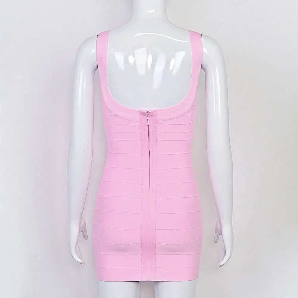 Luxury Pink Ginger Bandage Bodycon Mini Dress