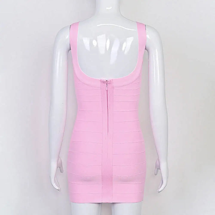 Luxury Pink Ginger Bandage Bodycon Mini Dress